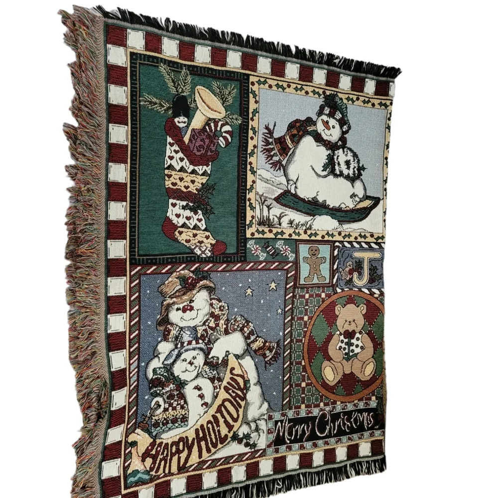 Goodwin Weaver Merry Christmas Happy Holidays Woven Throw Blanket